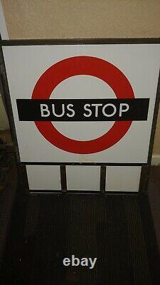 VERY RARE VINTAGE London Transport Bronzed Frame Enamel Bus Stop E3 Variant VGC