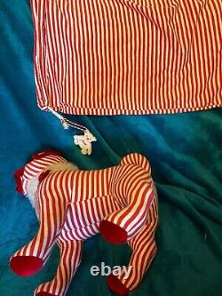 Very RARE Steiff Limited Edition Red/White Stripped Pug Dog With Matching Bag