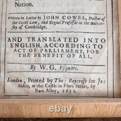 Very Rare 1651 First Edition. The Institutes of the Lawes of EnglandJohn Cowell