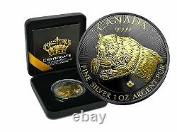 Very Rare 1oz Silver Canada 2019 Predator Grizzly Bär Gold Black Empire Edition