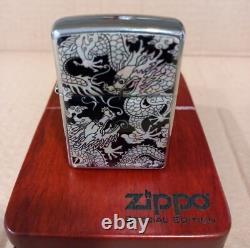 Very Rare 2008 Zippo Art Special Edition Mother Of Pearl Dragon Wooden Gift Box