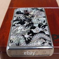 Very Rare 2008 Zippo Art Special Edition Mother Of Pearl Dragon Wooden Gift Box