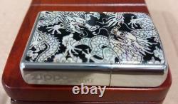 Very Rare 2008 Zippo Art Special Edition Mother Of Pearl Dragon Wooden Gift Box