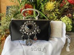 Very Rare Jimmy Choo Limited Edition Black Satin And Metal Mini Handbag