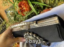 Very Rare Jimmy Choo Limited Edition Black Satin And Metal Mini Handbag