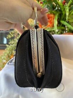 Very Rare Jimmy Choo Limited Edition Black Satin And Metal Mini Handbag