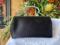 Very Rare Jimmy Choo Limited Edition Black Satin And Metal Mini Handbag