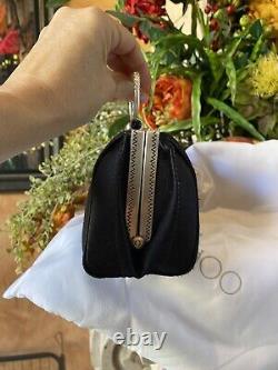 Very Rare Jimmy Choo Limited Edition Black Satin And Metal Mini Handbag