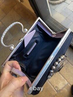 Very Rare Jimmy Choo Limited Edition Black Satin And Metal Mini Handbag