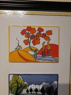 Very Rare Limited Edition Clarice Cliff Framed Picture Tiles