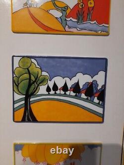 Very Rare Limited Edition Clarice Cliff Framed Picture Tiles