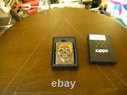 Very Rare Limited Edition Copper Skull Faced Zippo + Leather Zippo belt holder