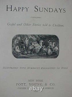 Very Rare Old 1876 Edition Vtg Antique Childs Book Happy Sundays Hard Back Young