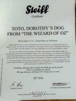 Very Rare Steiff Wizard Of Oz Toto Limited Edition 896