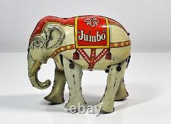 Very Rare version 1930's B&S Blomer&Schüler Tin Wind-up'JUMBO' Circus elephant