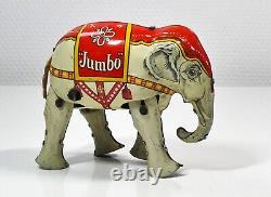 Very Rare version 1930's B&S Blomer&Schüler Tin Wind-up'JUMBO' Circus elephant