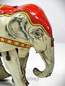 Very Rare version 1930's B&S Blomer&Schüler Tin Wind-up'JUMBO' Circus elephant