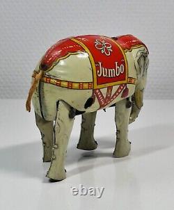 Very Rare version 1930's B&S Blomer&Schüler Tin Wind-up'JUMBO' Circus elephant