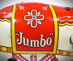 Very Rare version 1930's B&S Blomer&Schüler Tin Wind-up'JUMBO' Circus elephant