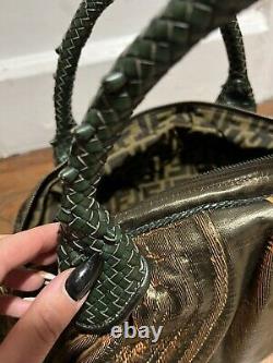 Very rare- Fendi spy bag- Fabric/leather handles, green/iridescent- 2006 edition
