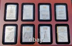 Zippo, Seven Wonders Set, 8 Lighters In Wooden Display, Ltd Edition (very Rare)