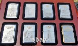 Zippo, Seven Wonders Set, 8 Lighters In Wooden Display, Ltd Edition (very Rare)