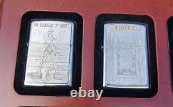 Zippo, Seven Wonders Set, 8 Lighters In Wooden Display, Ltd Edition (very Rare)