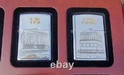 Zippo, Seven Wonders Set, 8 Lighters In Wooden Display, Ltd Edition (very Rare)