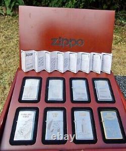 Zippo, Seven Wonders Set, 8 Lighters In Wooden Display, Ltd Edition (very Rare)