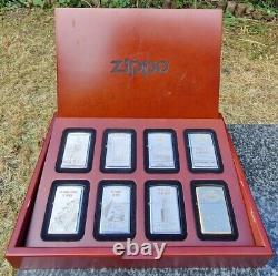 Zippo, Seven Wonders Set, 8 Lighters In Wooden Display, Ltd Edition (very Rare)