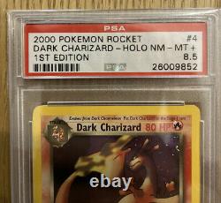 1ère Édition Dark Charizard Holo Pokemon Card Psa 8.5 Nm-mt+ Très Rare Grade