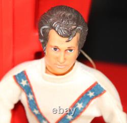 1ère édition de la figurine Evel Knievel (mèches grises) avec casque de bélier! Très rare des années 70