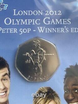 2009 Bleu Peter 50p Londres 2012 Jeux Olympiques Gagnants Edition Très Rare