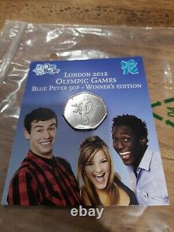 2009 Blue Peter 50p Londres 2012 Jeux Olympiques Winners Edition Very Rare Bunc