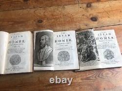 6 Volumes De Pocket Première Édition Pop De Homer's Iliad Imprimé 1718 & 1729 Very Rare