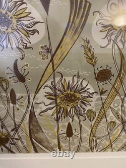 ANGIE LEWIN Floral WOODCUT TRÈS RARE ÉDITION ANTIQUE 6/10 IMPRIMÉ ENCADRÉ