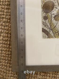 ANGIE LEWIN Floral WOODCUT TRÈS RARE ÉDITION ANTIQUE 6/10 IMPRIMÉ ENCADRÉ