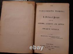 Abraham Lincoln Les mots du Président 1865 Première Édition Livre Très Rare