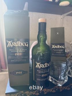 Bouteille vide Ardbeg 1975 édition limitée avec boîte et carte d’insertion, très rare