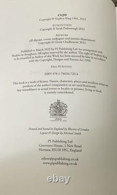 CUJO - Stephen King. Édition de luxe numérotée très rare signée trois fois. PS Publishing