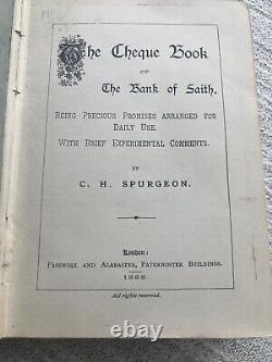 Carnet de chèques de la Banque de la Foi, C H Spurgeon, Première édition 1888, Très rare