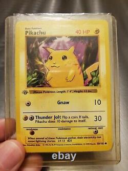 Carte Pokemon 1ère Édition 1999 Pikachu Sans Ombre 58/102 Très Rare