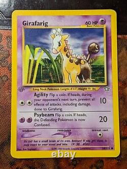 Carte Pokémon Girafarig Première Édition TIMBRE GRIS Neo Genesis Très Rare Erreur