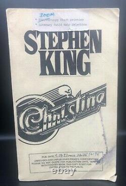Christine Stephen King Très Rare Preuve Non Corrigée De La Première 1ère Et 1ère Édition