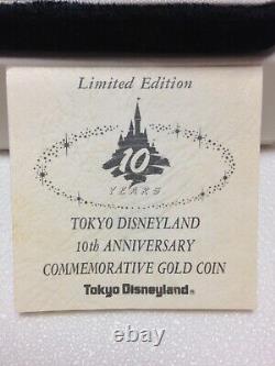 Disneyland Tokyo 10ème Anniversaire Gold Coin Edition Limitée Très Rare Du Japon