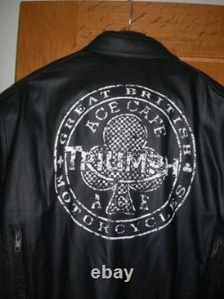ÉDITION SPÉCIALE VESTE EN CUIR DE MOTO TRIUMPH ACE CAFE Très Rare XL