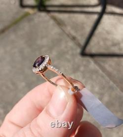 Édition Limitée Très Rares Bague en Or 18k avec Grenat à Changement de Couleur et Diamant Taille 7