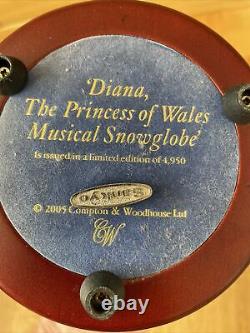 Édition très rare limitée 2005 Boule à neige musicale de la Princesse Diana Compton & Woodhouse.