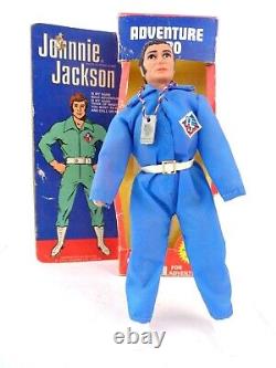 Figurine d'action Vintage Mego Johnnie Jackson des années 1970, variante UK, très rare, dans sa boîte.