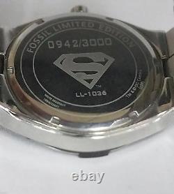 Fossil Superman Watch Urban Red Ll1036 Limited Edition Très Rare! #942/3000